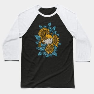 Cat sun flowers Baseball T-Shirt